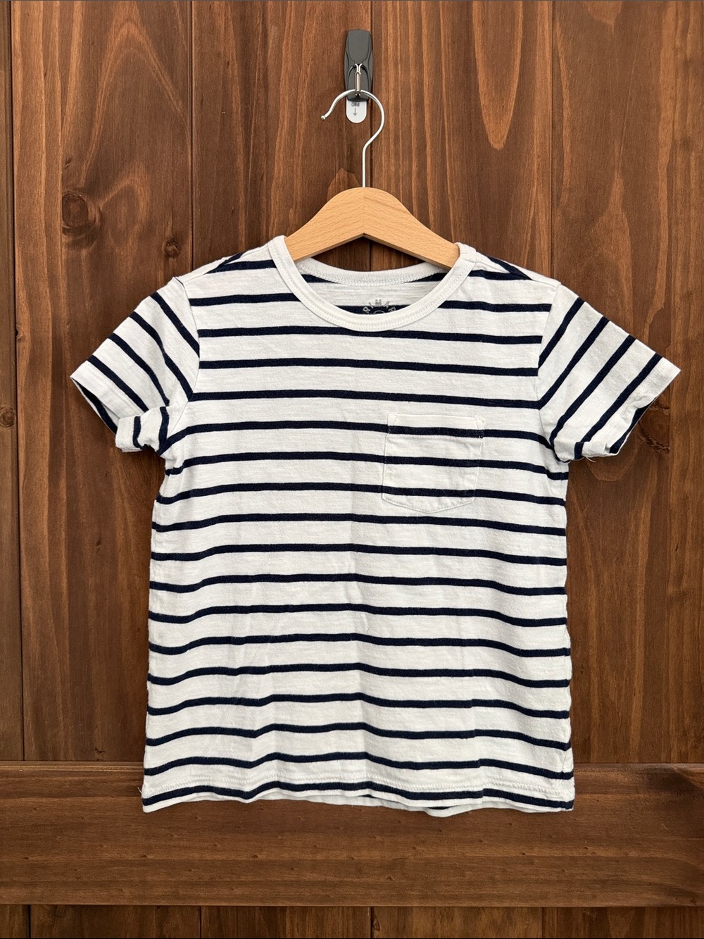 Primary Navy Striped Short Sleeve Pocket Tee